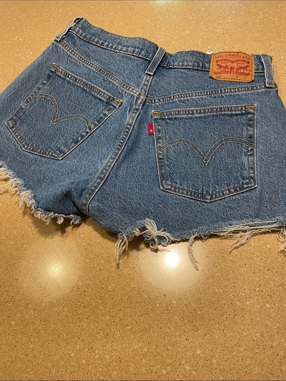 Levi's Women's Medium Blue Denim Frayed Cutoff Shorts